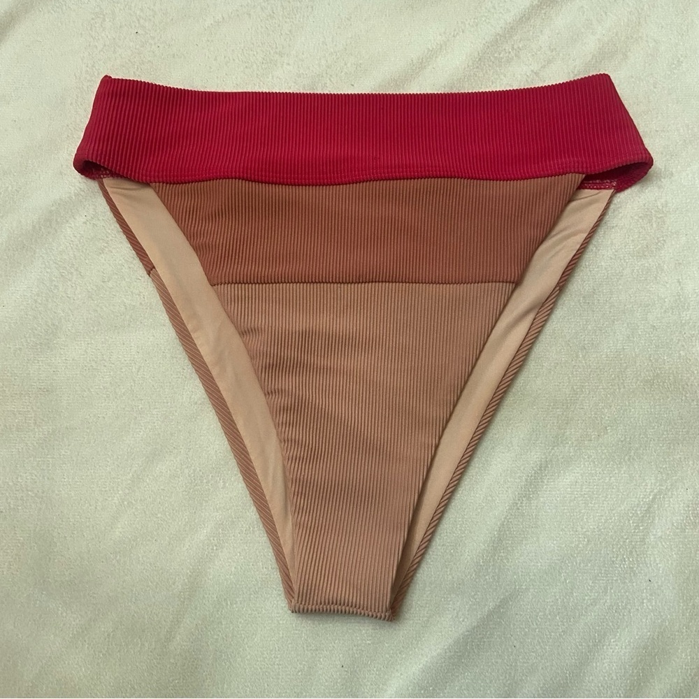 New! Beach Riot Riza Alexis Bottom Rouge Color Block 3893 - Picture 2 of 10